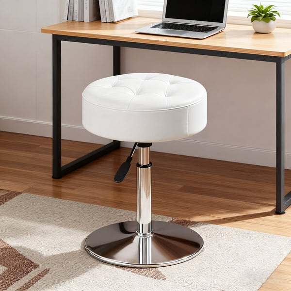 Adjustable Swivel Vanity Stool for Bedroom, Bathroom, Dorm, White
