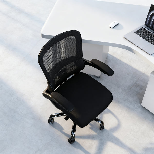 Ergonomic Office Chair, Mid-Back, Adjustable Height, Swivel, Lumbar Support, Black